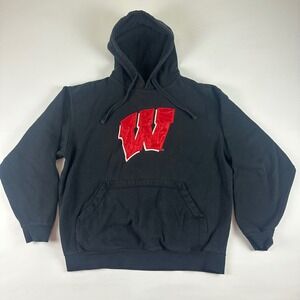 Wisconsin Badgers NCAA Black Red Logo Hoodie‎ Small Sweatshirt Men's